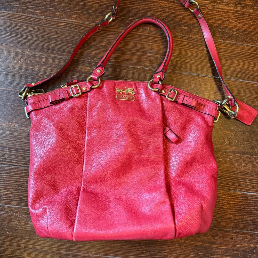 Coach Cherry Red Leather Shoulder Bag